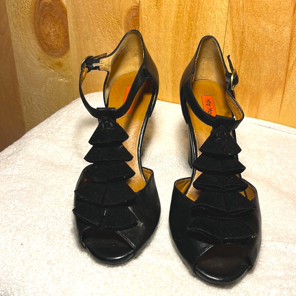 Miz Mooz black suede heels women’s size 9